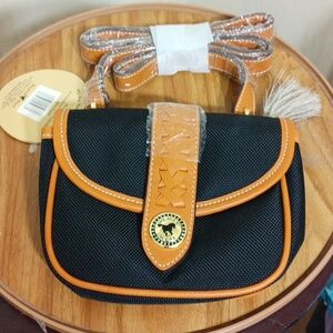Elegant Black and Tan Crossbody Bag